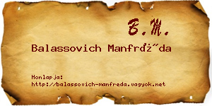 Balassovich Manfréda névjegykártya